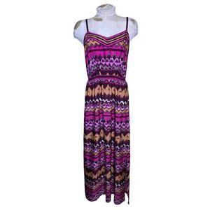 Ann Taylor Loft Aztec Geometric Print‎ Beachy Boho Maxi Dress Med  Summer Resort